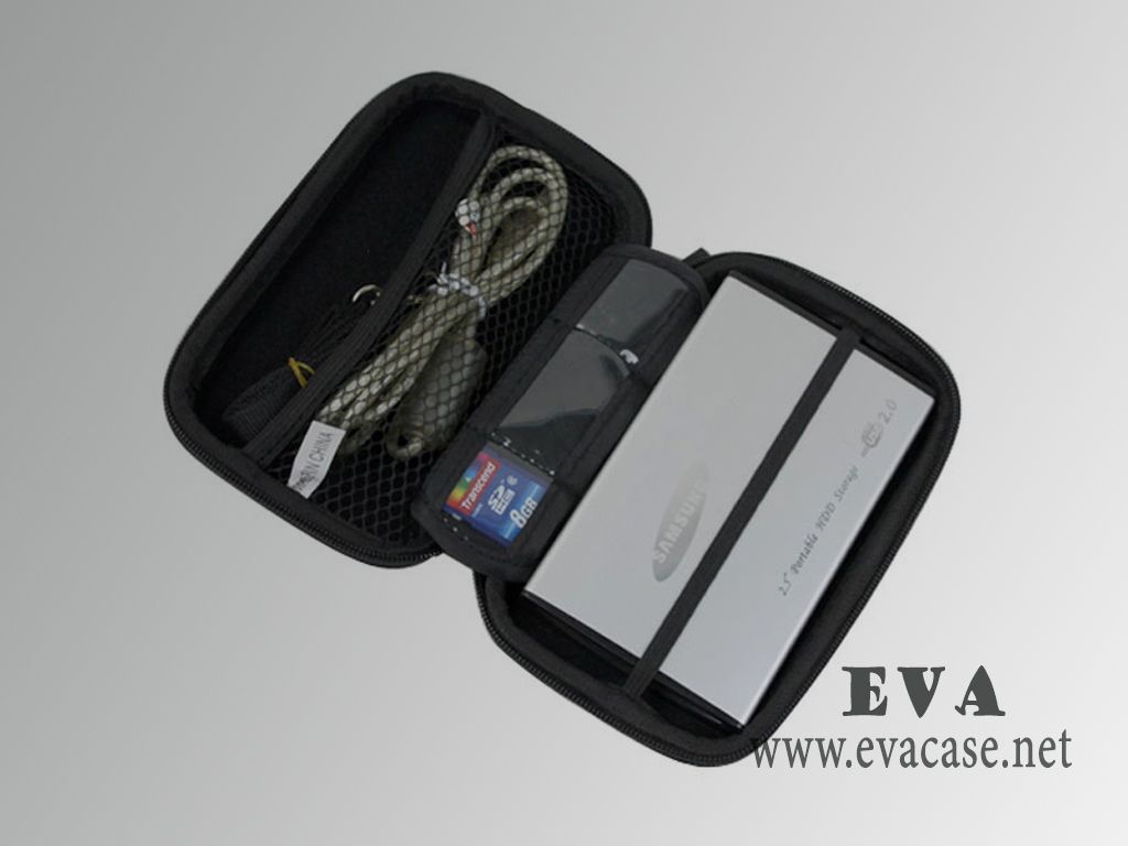 Portable EVA hard disk drive case inside view