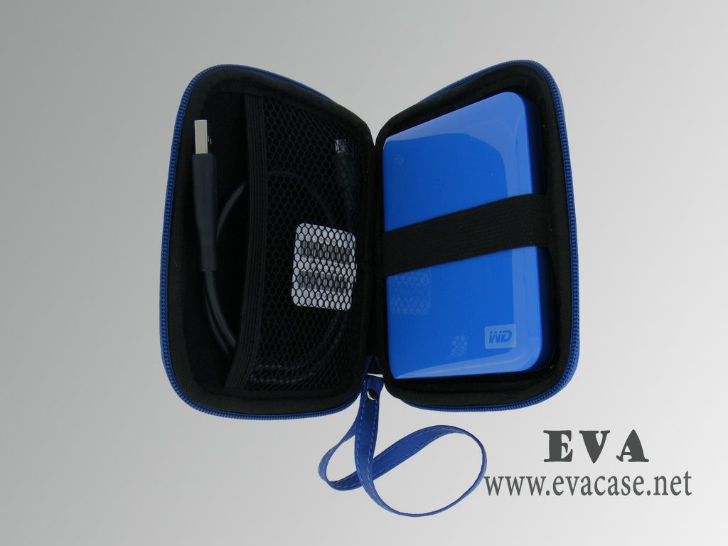 Portable EVA external hard drive case inside view