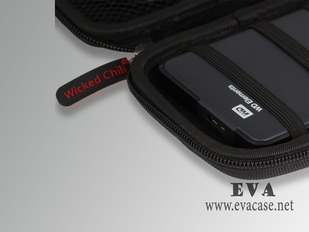 Blank 2.5 inch EVA Padded hard drive case with 3 elastic band inside