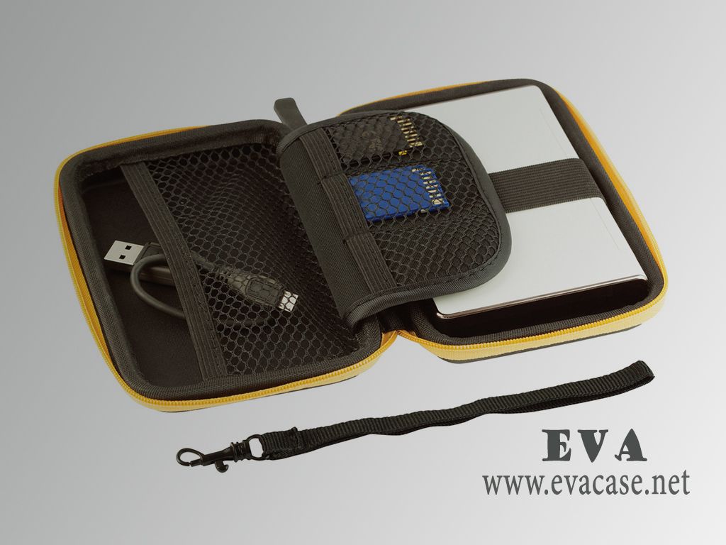 Molded EVA external hard drive case with breakable wrist handle