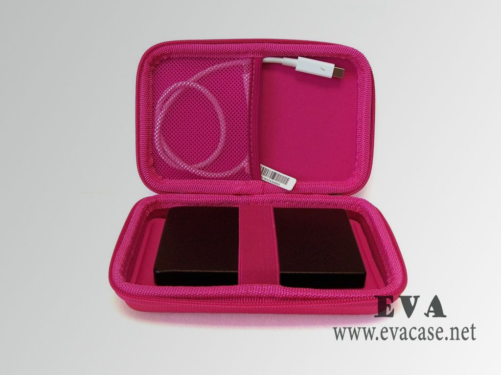 EVA hard drive case 2.5 for usb 3.0 with matching color zipper closure