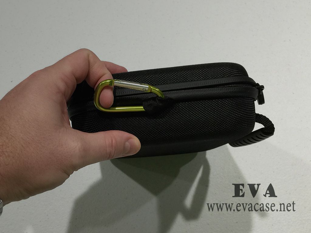 large sp gopro pov case with yellow green carabiner carrying