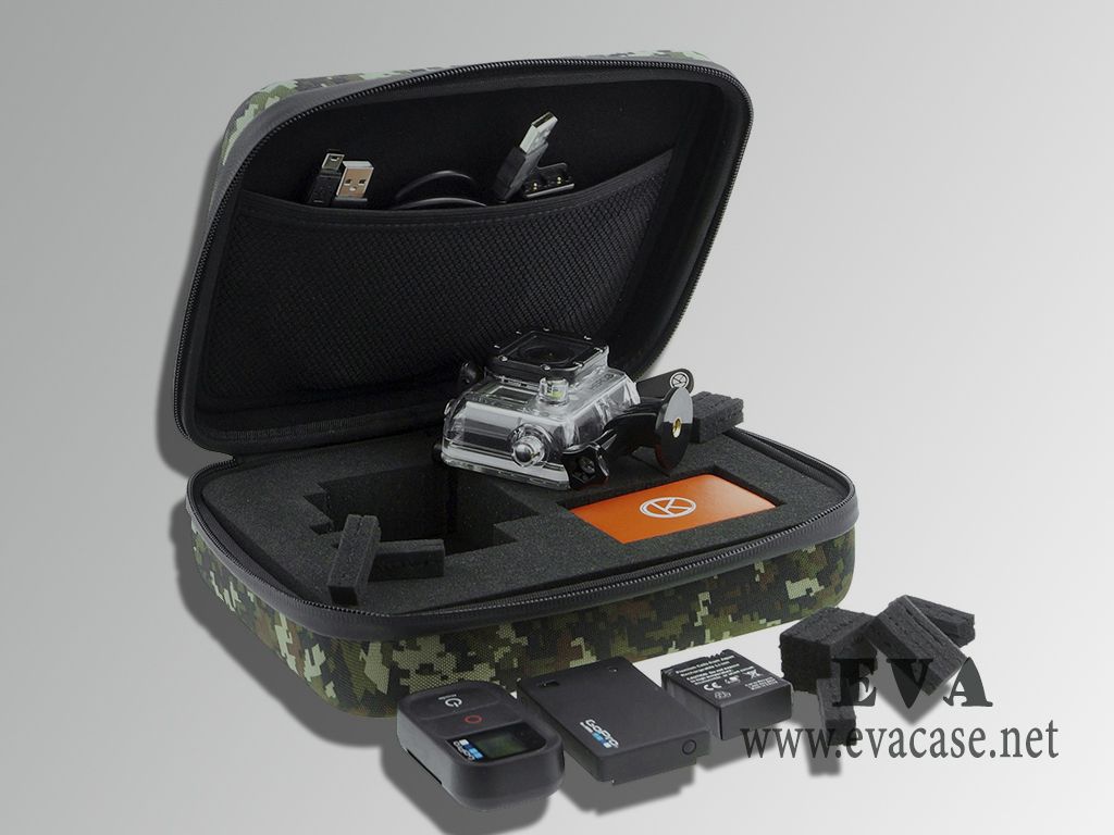 go pro skeleton storage travel case with foam interior to keep in place