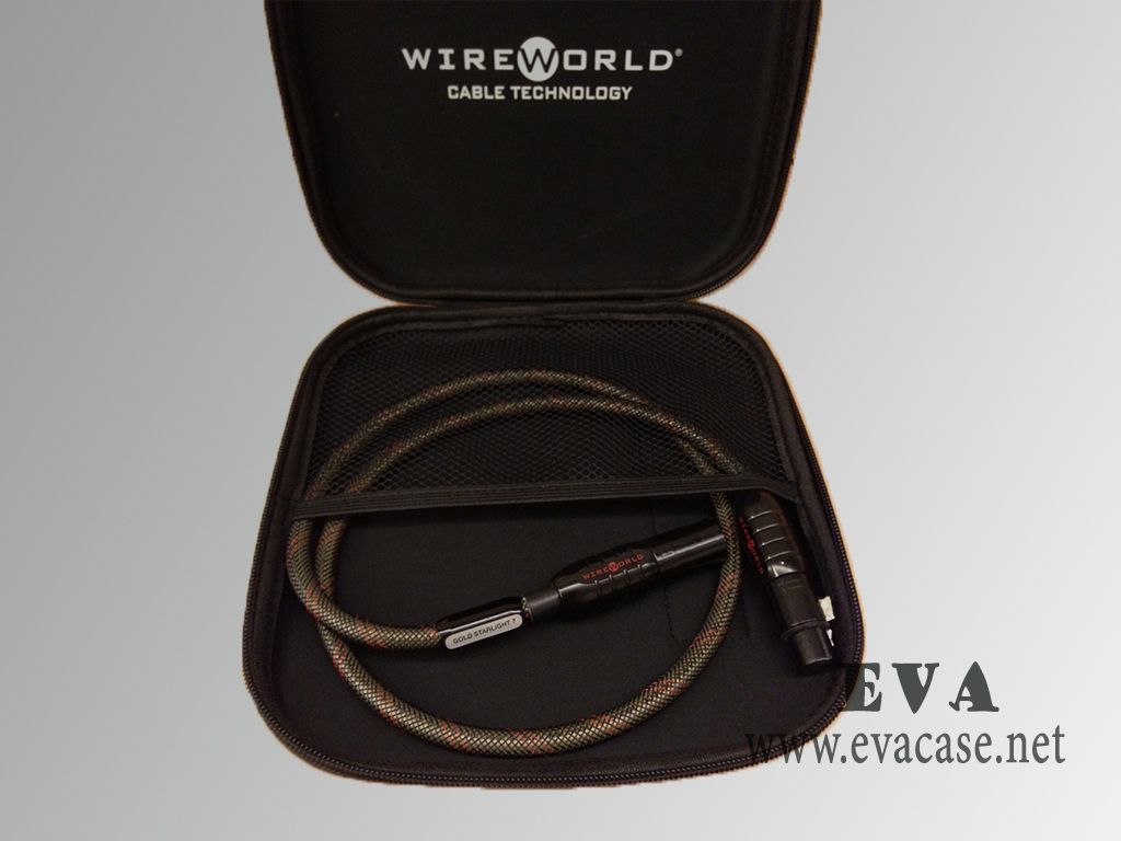 Wireworld hard shell Cable cord organizer storage case with mesh pocket inside