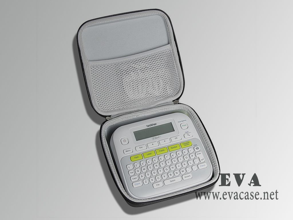 Portable Label Printer carrying zippered case with mesh pocket