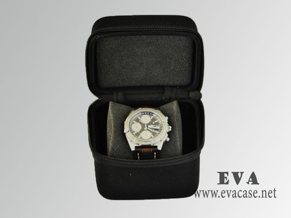 Breitling EVA luxury jewelry box watch storage case with zipper open
