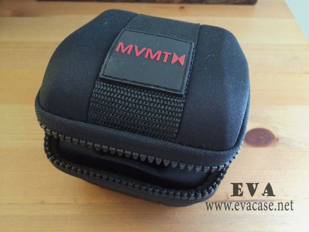 Zippered EVA storage boxes for watches with rubber patch logo