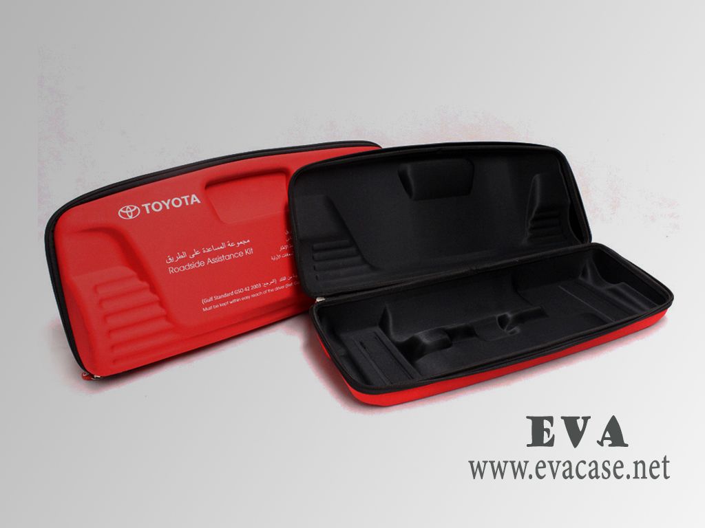 Hard Shell EVA auto emergency tool kit set case in red color