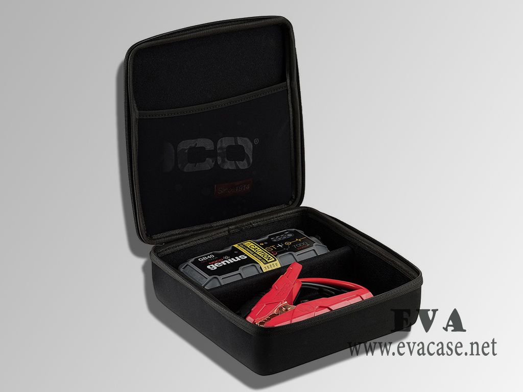 Molded EVA emergency battery jump start pack case zipper open