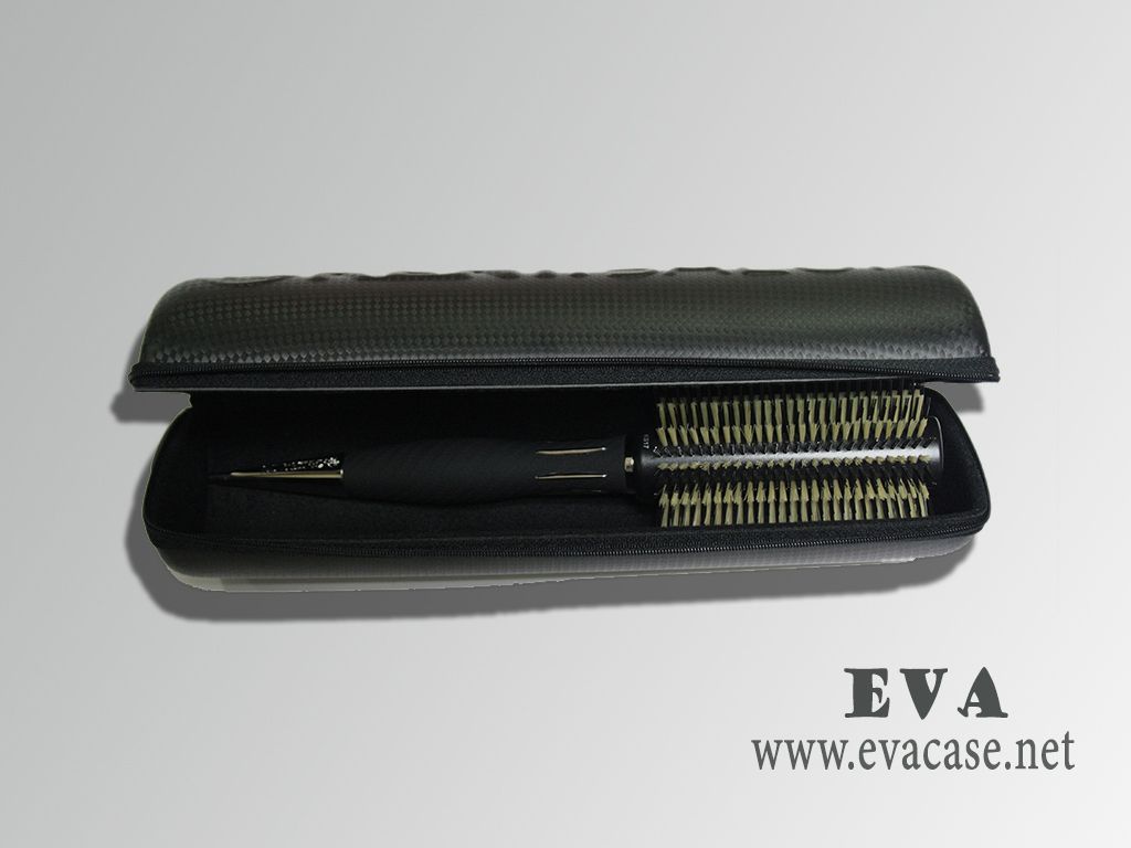Hard EVA Curved Vent Styling Brush case with leather coated
