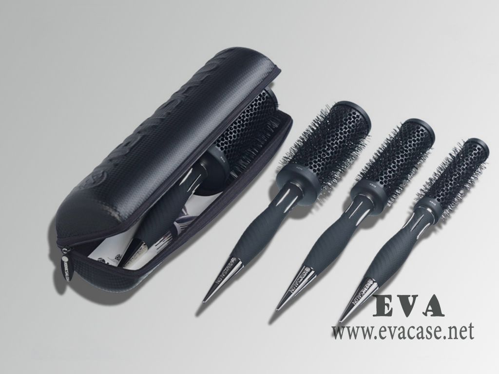 Hard EVA Curved Vent Styling Brush case zipper opened