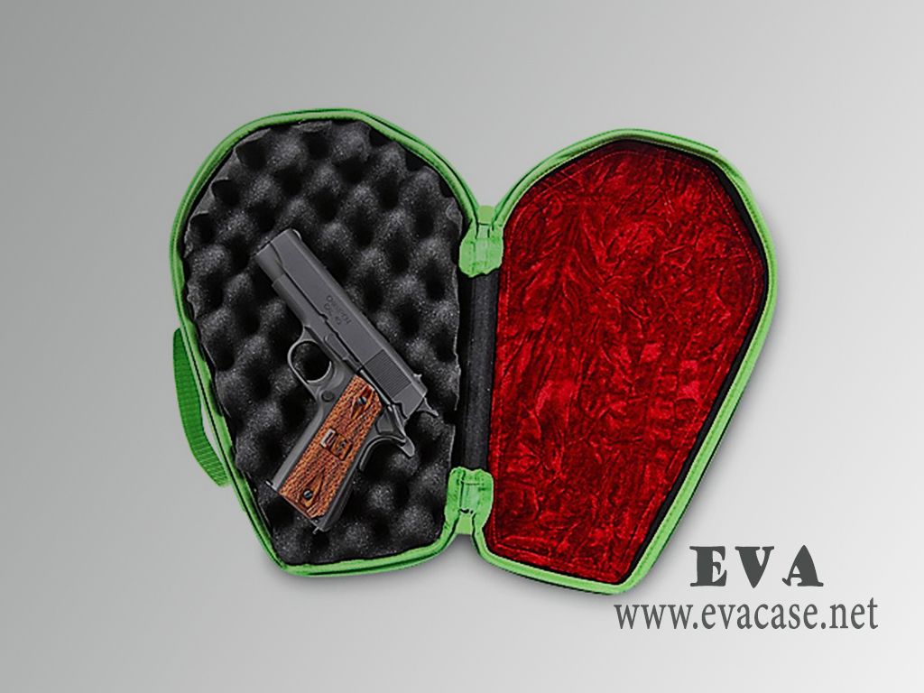 thermal formed EVA pistol carrying case zipper opened