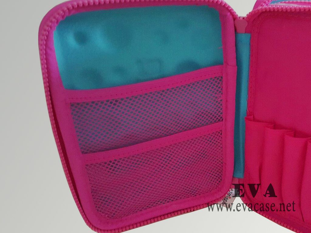 Custom EVA pencil case box with double mesh compartments