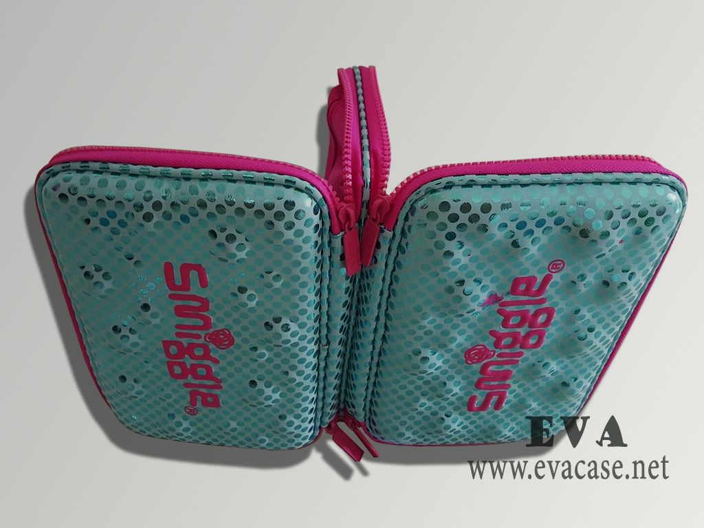 Custom EVA pencil case box with plastic zipper