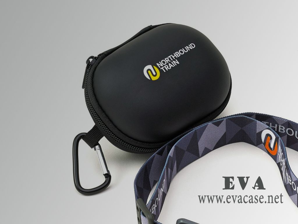 EVA zippered Headlamps Head Torch LED Flashlight case with carabiner