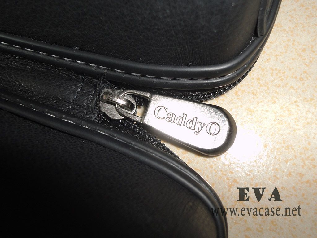 Genuine leather champagne carrier metal pullers