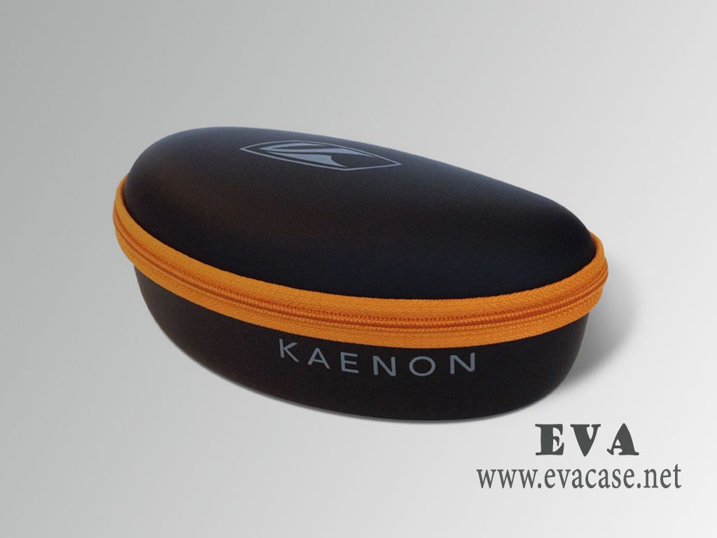 Kaenon custom sunglasses case with oranger nylon zipper