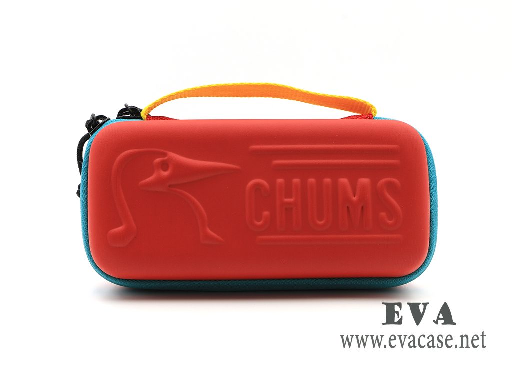 CHUMS custom engraved sunglasses case in hot red