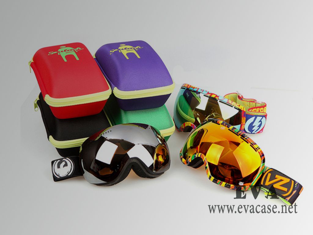 SOULASH molded EVA ski goggle transport case in various colors