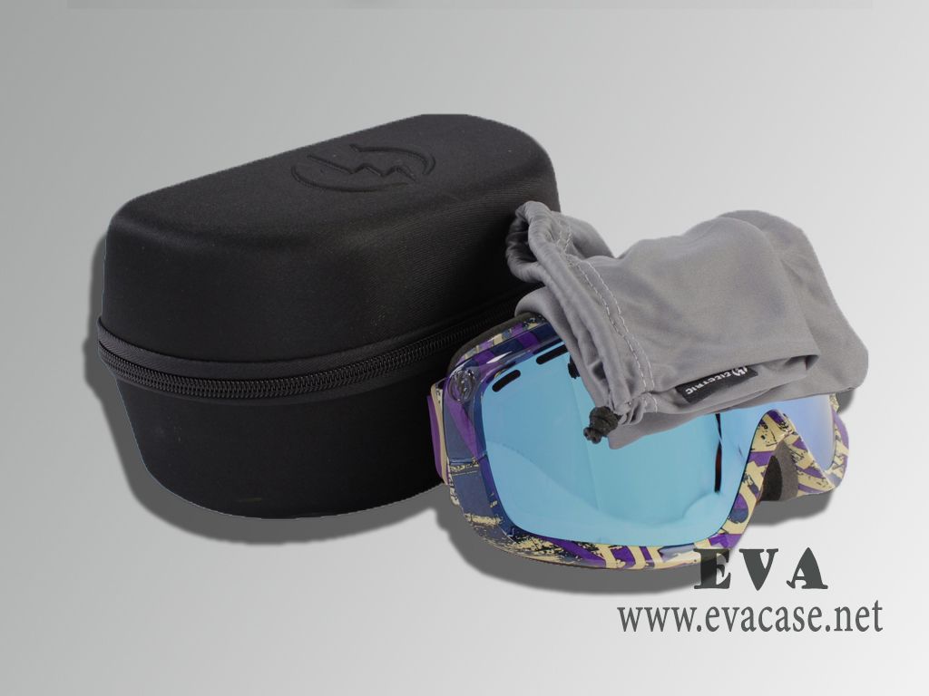 Electric cheap EVA ski goggle pouch with poly covering