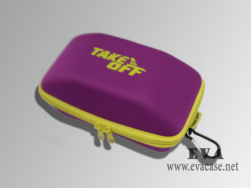 TAKE OFF EVA ski goggle travel hard case with yellow nylon zipper