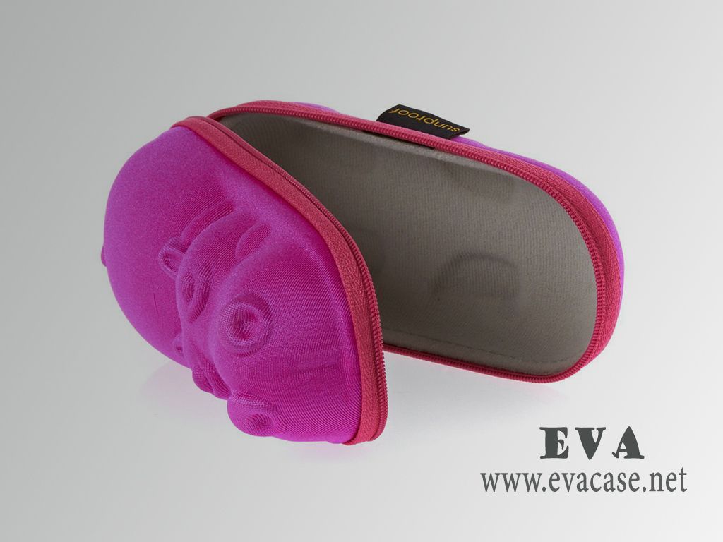 SUNPROOF molded EVA swim goggle sunglasses case inside view