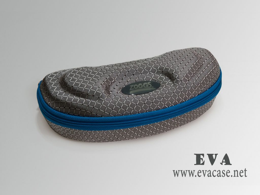 Zoggs hard EVA swim goggle carry case with blue zipper