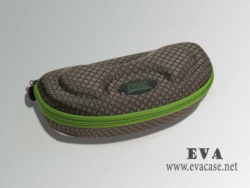 Zoggs hard EVA swim goggle carry case with green zipper