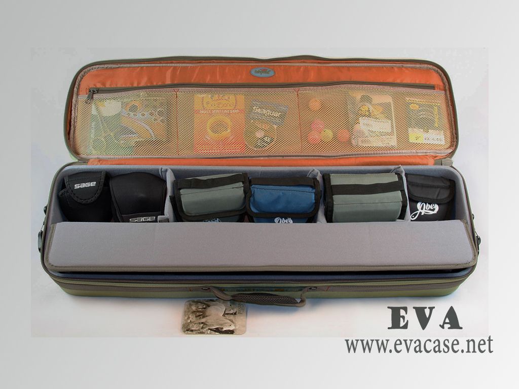 hard shell spinning rod and reel travel case with shoulder strap