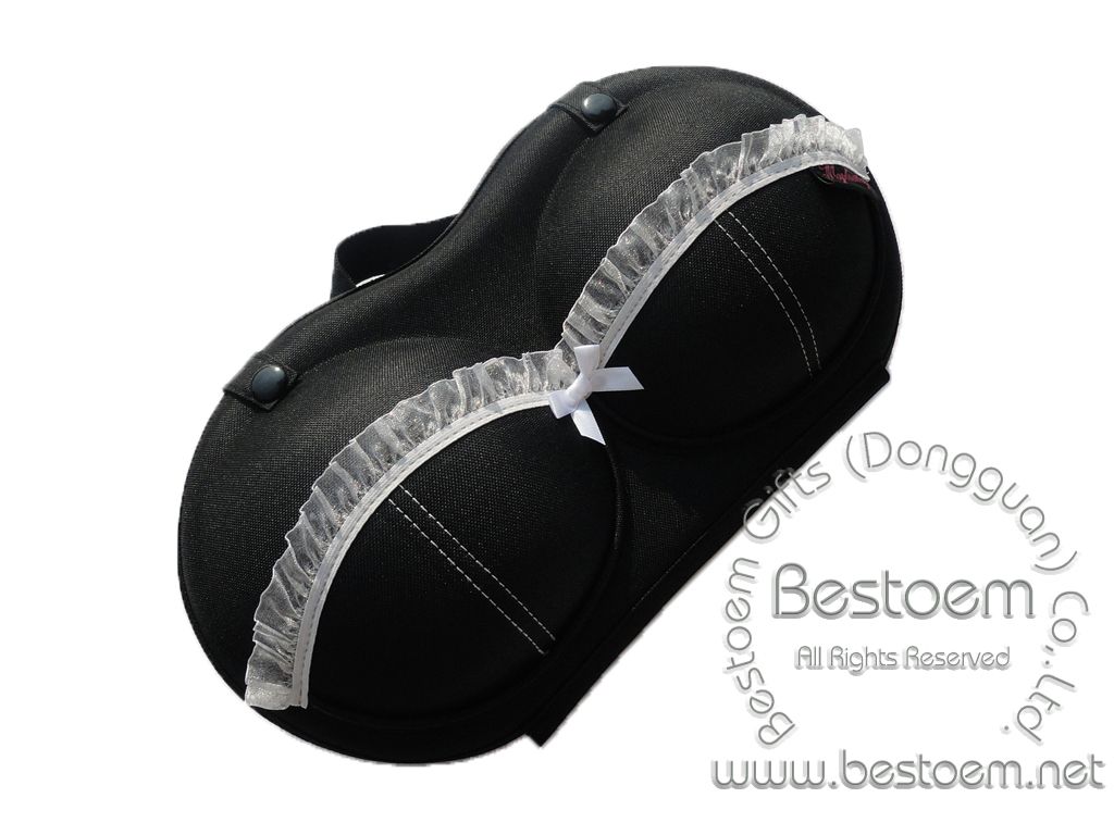 Classic black bra bag for travel medium size front view