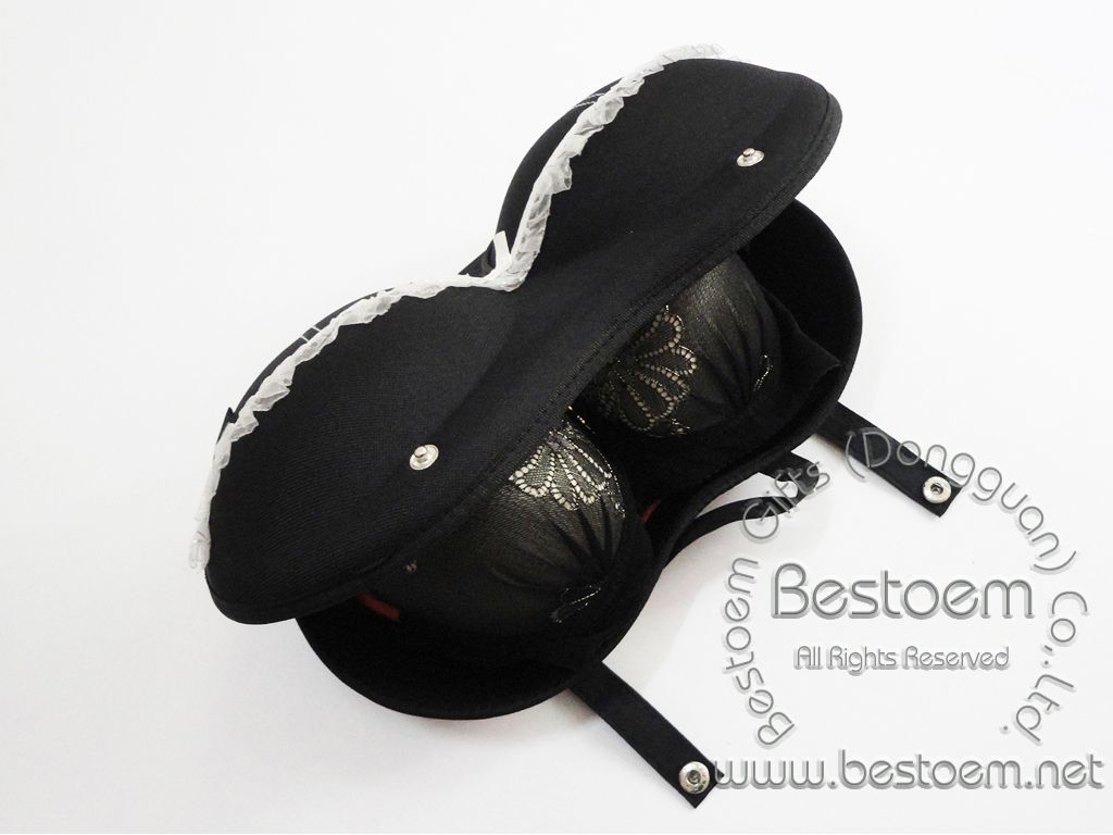Classic black bra bag for travel with bras inside