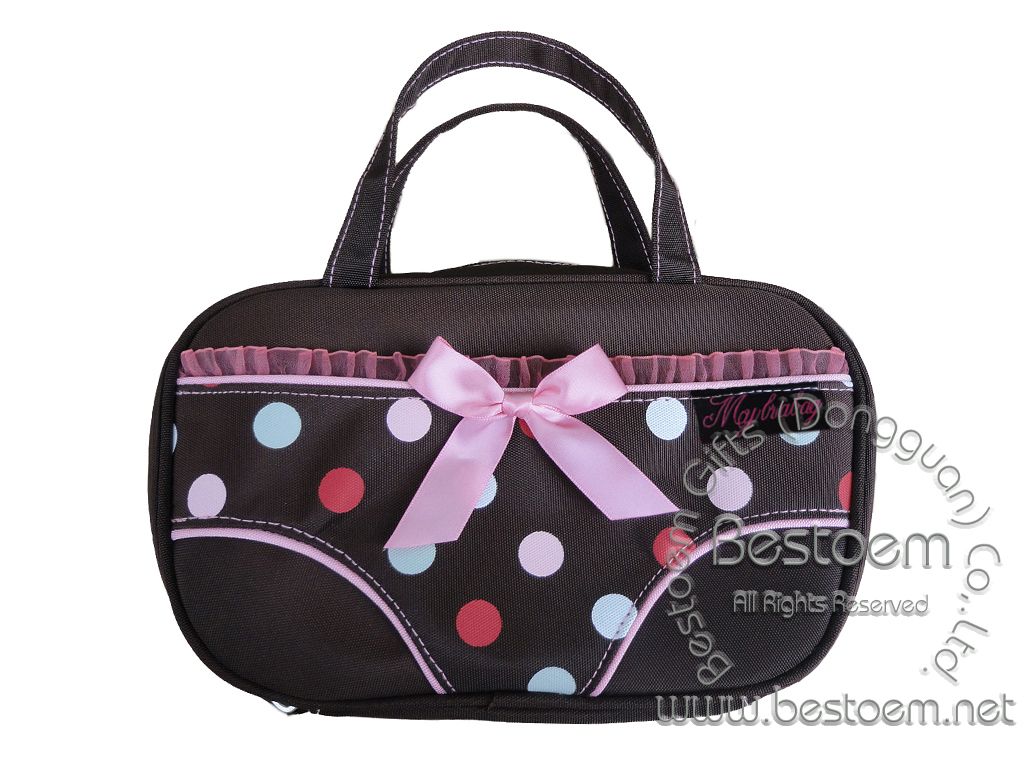 Cheap travel underwear bag in pink brown