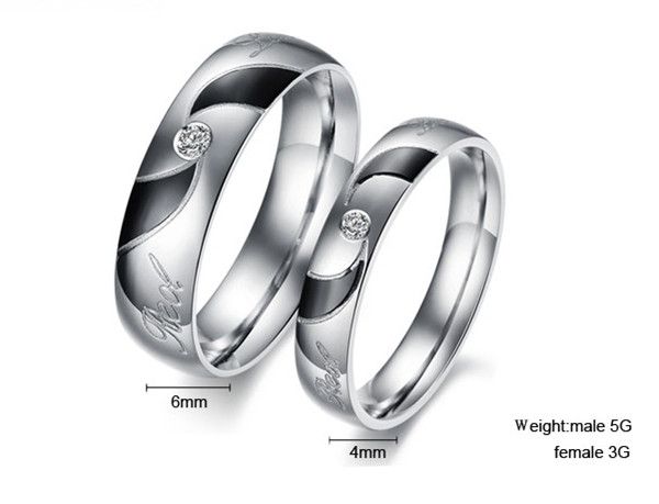 ... Titanium Steel Promise Ring Love Couple Wedding Bands Many Sizes J16