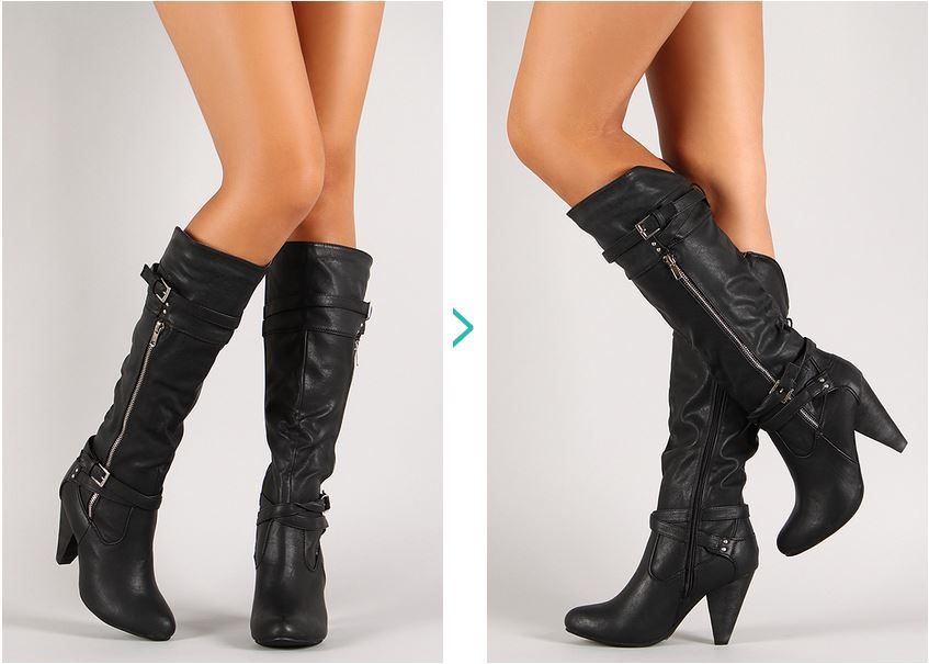 strappy mid calf boots