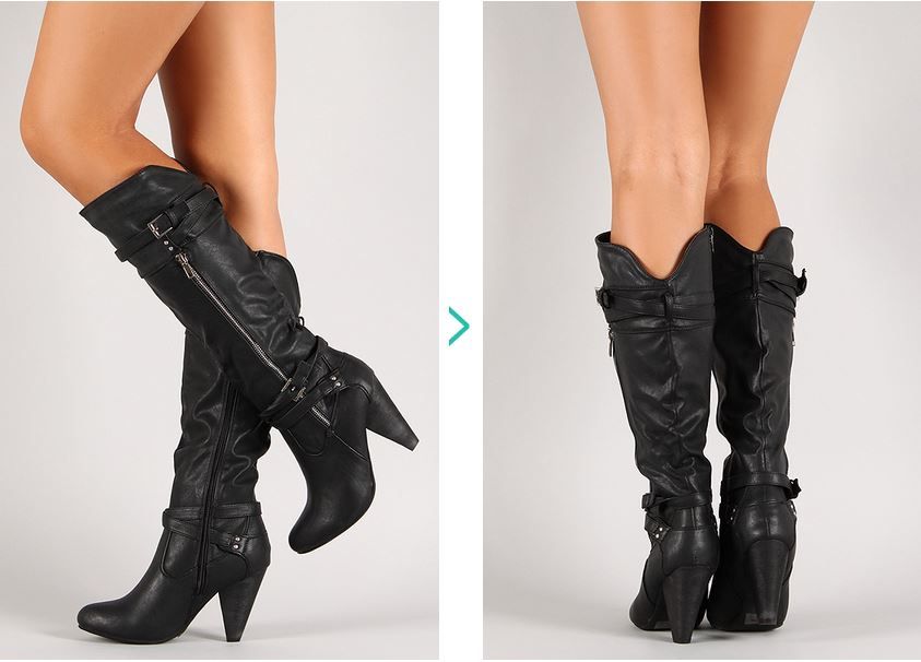 strappy mid calf boots