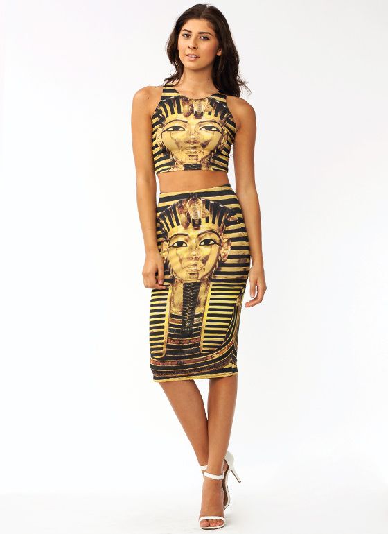 Pharaoh Egyptian Egypt Print Queen Pencil Midi Skirt only M eBay