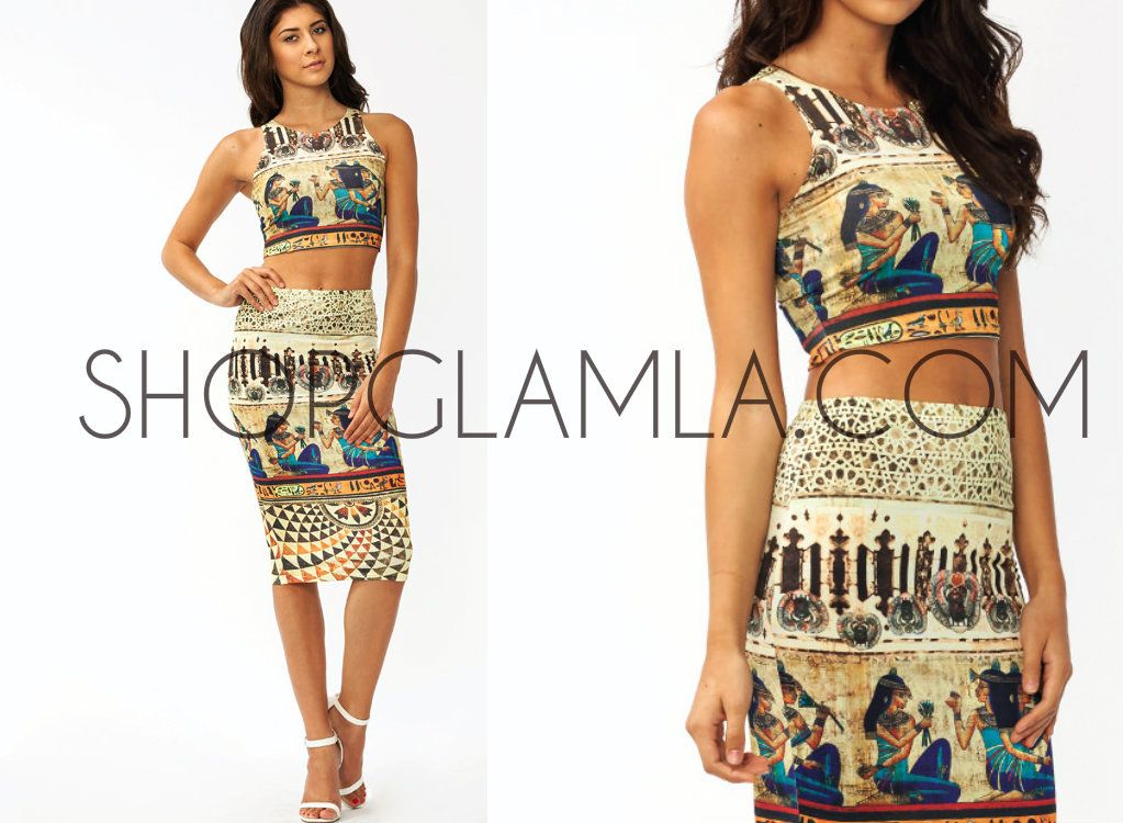 Mural Egyptian Egypt Print Queen Midi Pencil Skirt ONLY S eBay