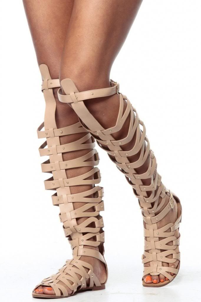 thigh high gladiator sandals flat