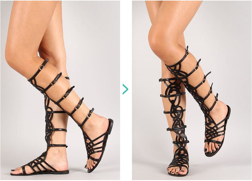 buckle strappy open toe flat sandals