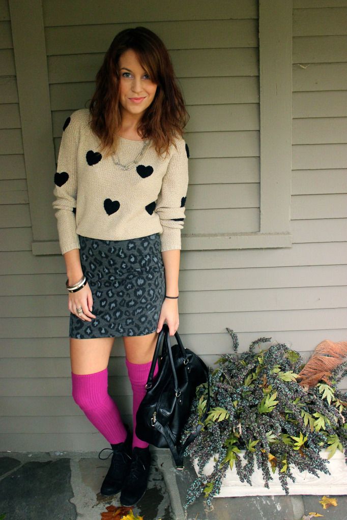 style tab, blogger, mixed prints lauren conrad heart sweater