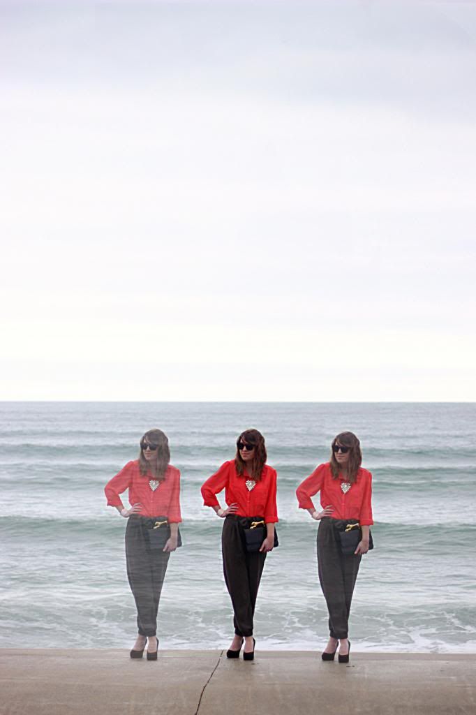 style tab, fashion, harem pants, neon shirt, leopard grip clutch, nantasket beach, massachusetts