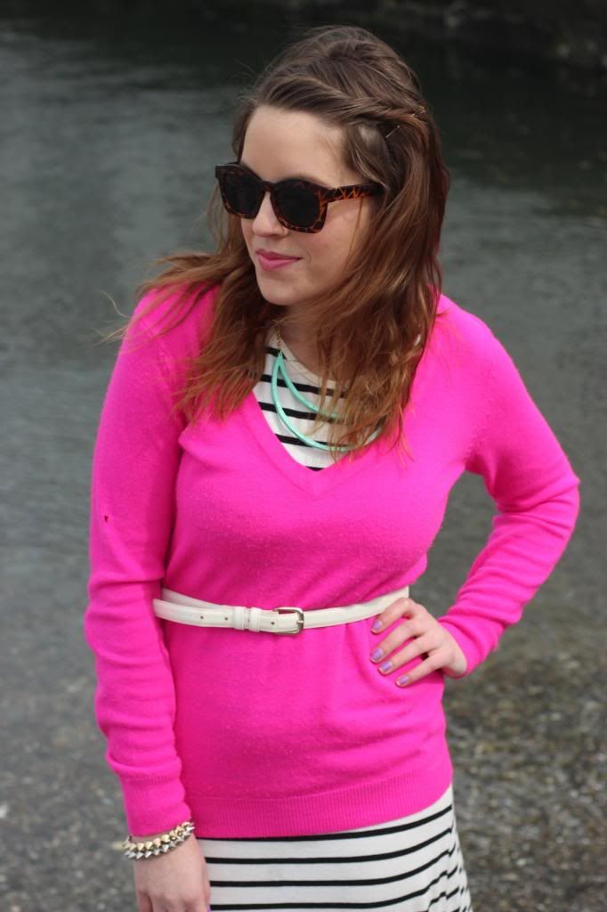 neon, stripes, vivienne kelly half moon necklace, fashion, style tab, blogger