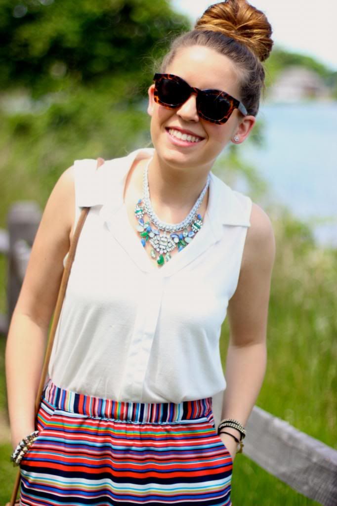 style tab, summer outfit, statement necklace, chloe and isabel, fashion, how to wear