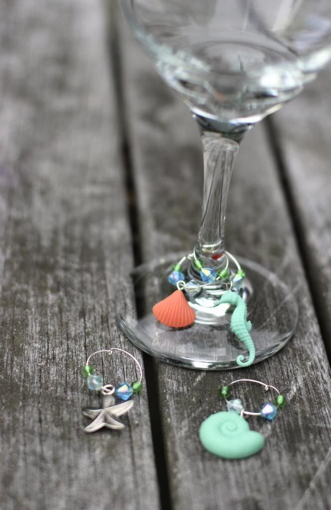 wine glass charms, assembled, craft market,