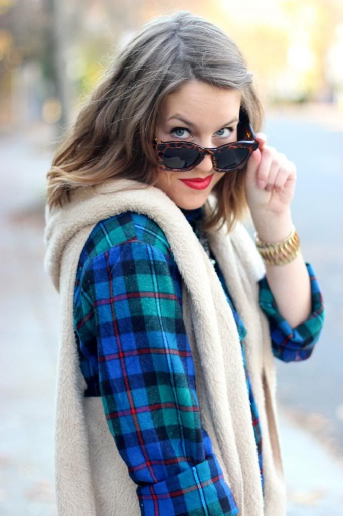 style tab, fashion blogger, boston blogger, flannel, faux fur vest, tobi,