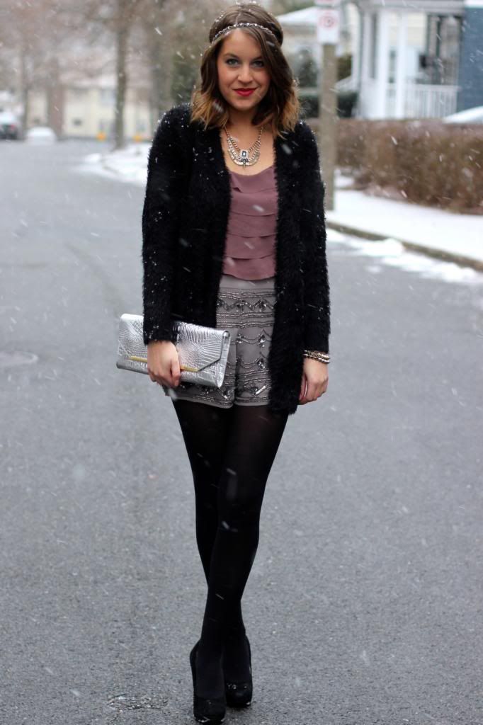 style tab, fashion blogger, boston blogger, sequin shorts, fur sweater