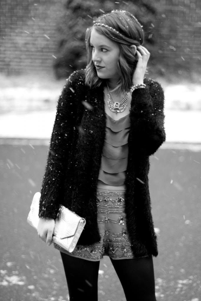 style tab, fashion blogger, boston blogger, sequin shorts, fur sweater