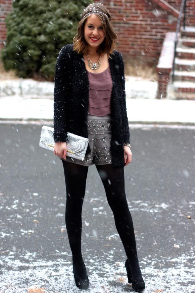 style tab, fashion blogger, boston blogger, sequin shorts, fur sweater