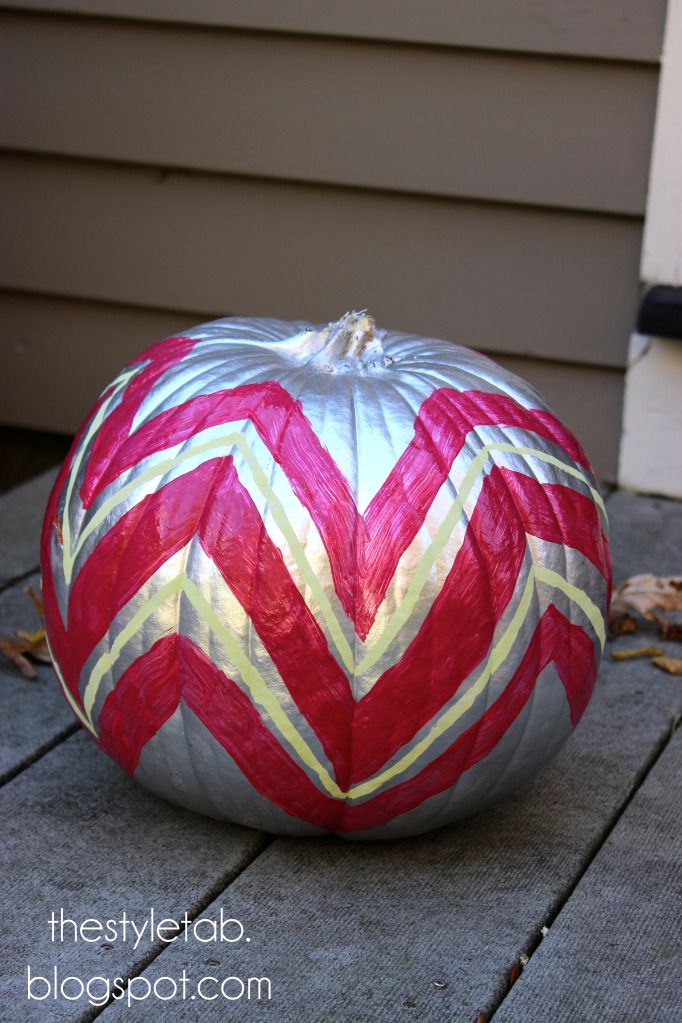 painted pumpkin, metallic silver pumpkin, chevron pumpkin,