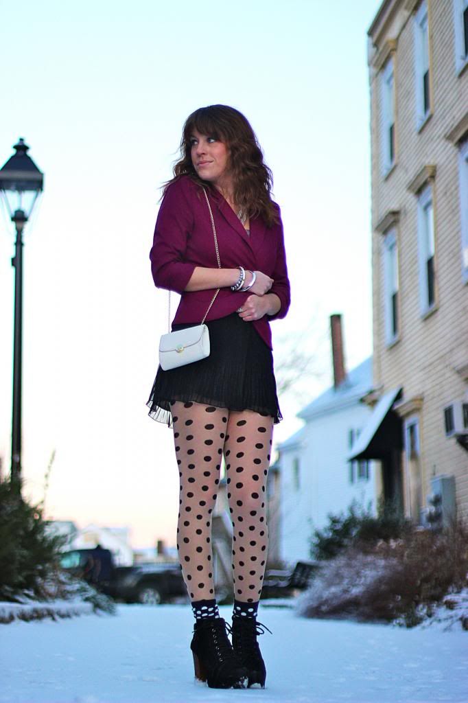 polka dot tights, blazer, blogger, style tab, shorts with tights,